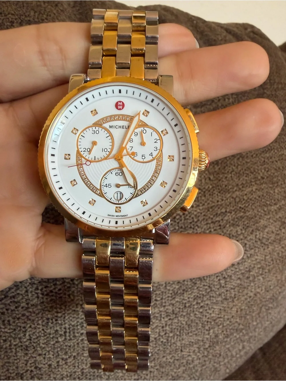 MICHELE Sport Two-Tone Diamond Chronograph Swiss Watch